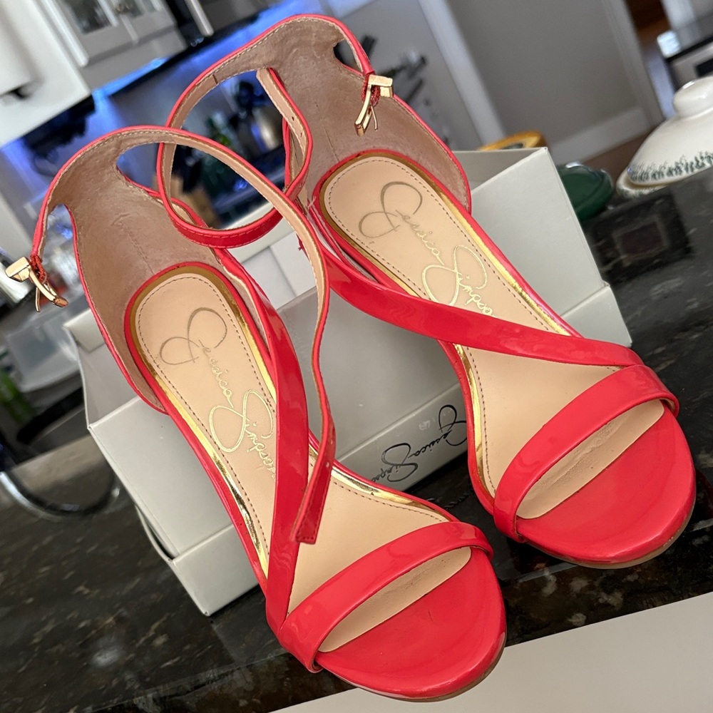 Jessica Simpson Bold Red Strappy Heels